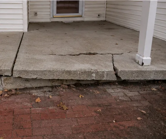 Unfinished basement floor crack with moisture staining