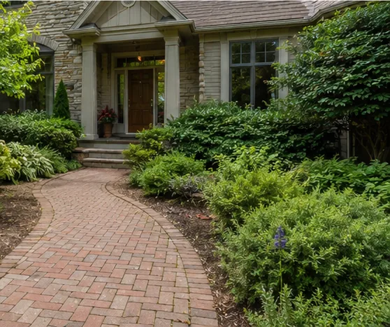 Paver front entrance walkway leading to the door