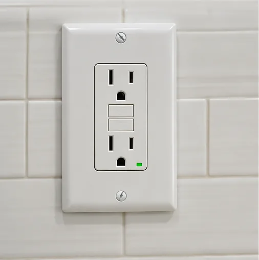 Burnsville MN home inspection showing a GFCI outlet being tested