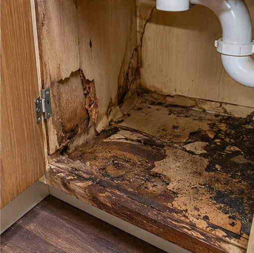 Interior wall water damage discovered during inspection