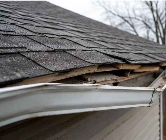 Asphalt shingles showing granule loss and aging